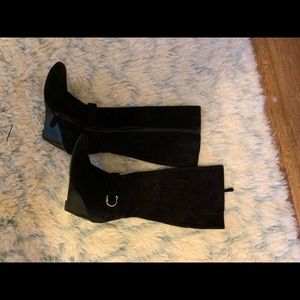 black suede cole haan wedge boots